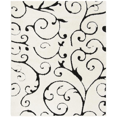 Safavieh 8 x 10 ft. Shag Power Loomed Area Rug, Ivory and Black SG455-1290-8